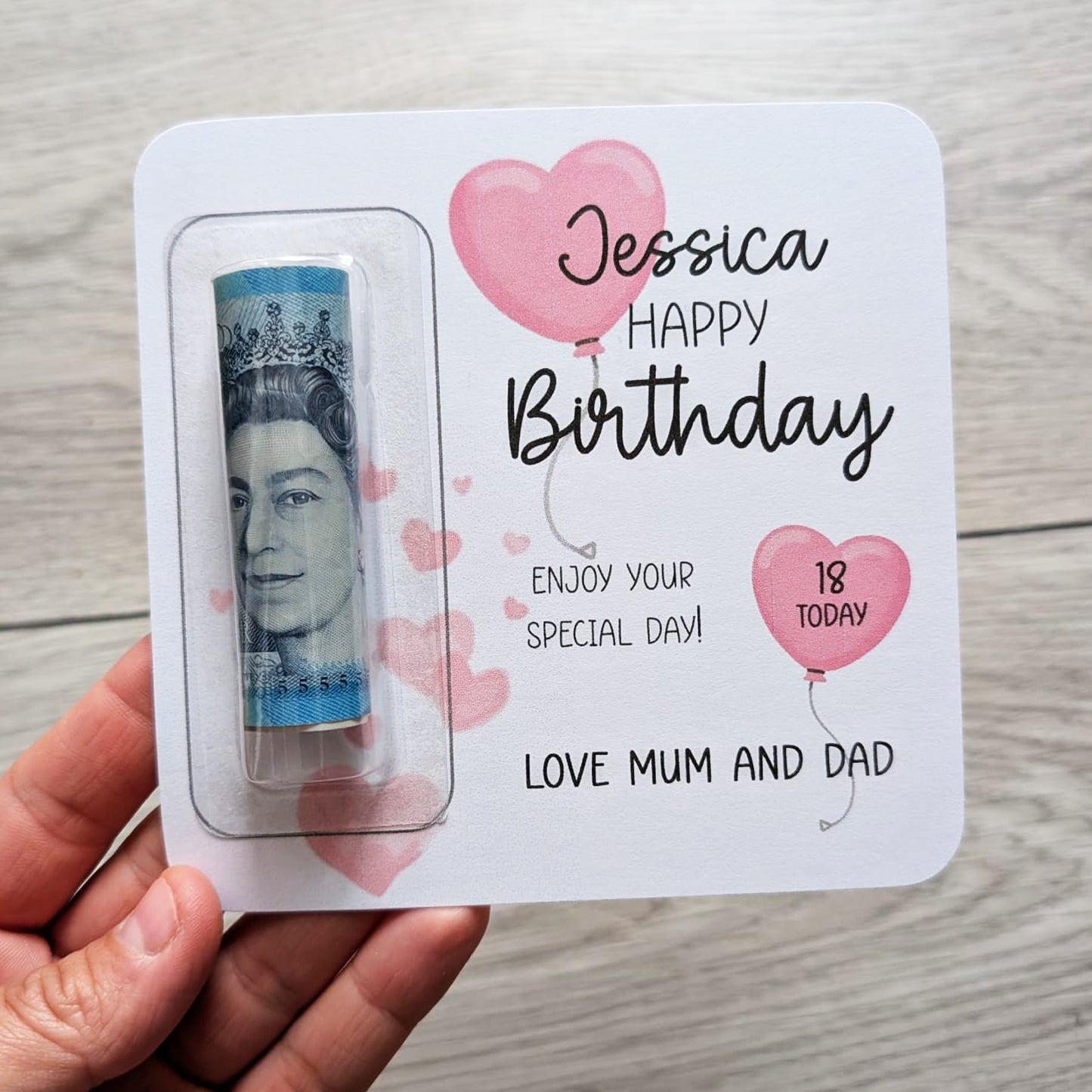 Personalised Money Gift For Birthday, 18th Birthday Gift, Money Gift Holder, 13th 16th 21st Birthday