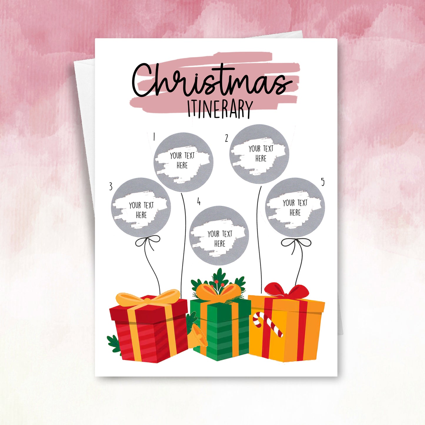 Personalised Christmas Itinerary Scratch Card Voucher