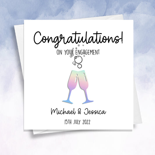 Champage Glasses Persoanlised Engagement Card - 2f75e5-2