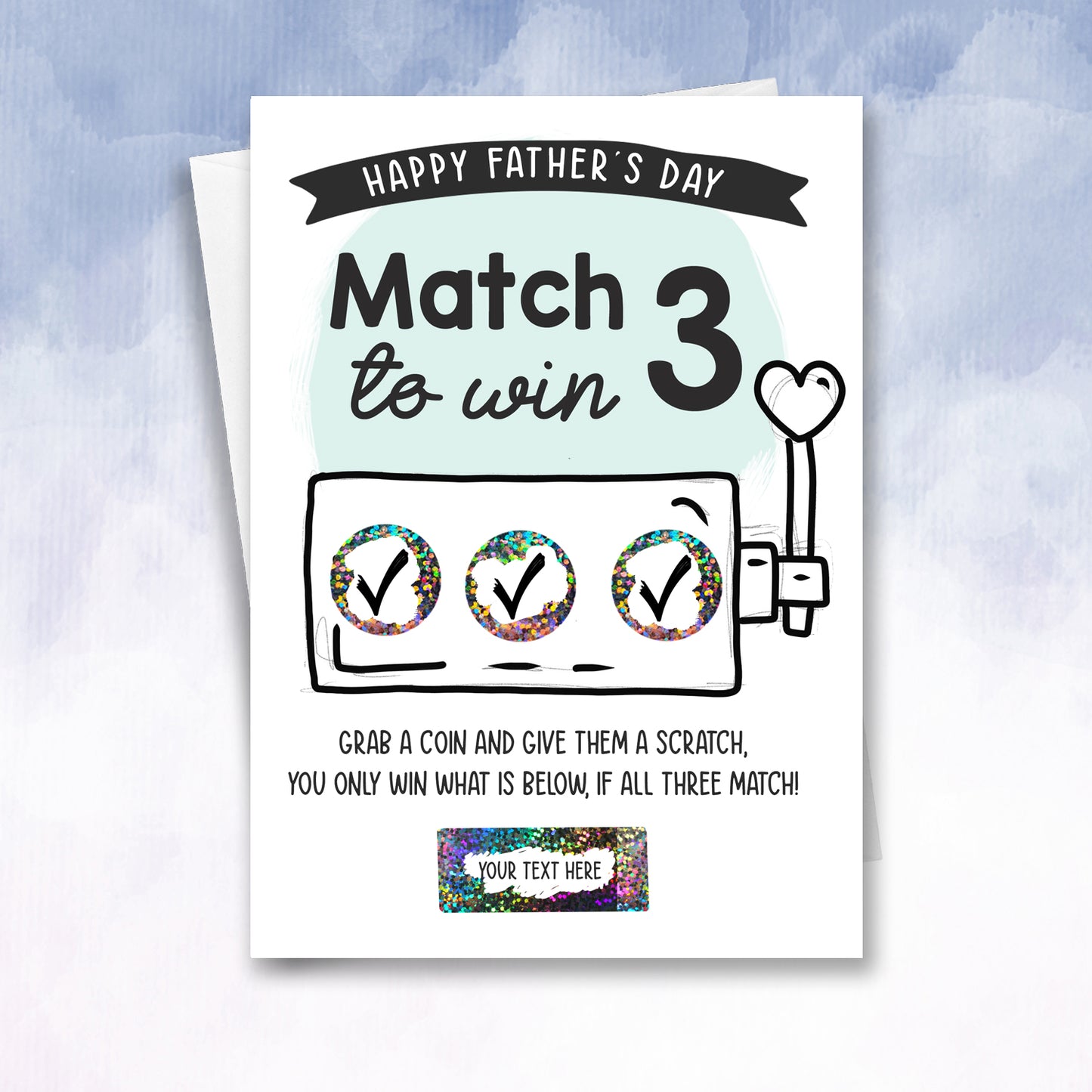 Father's day Scratch 3 lottery winner card