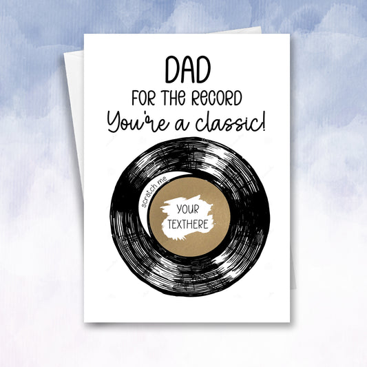 Personalised scratch off father's Vinyl Record Card