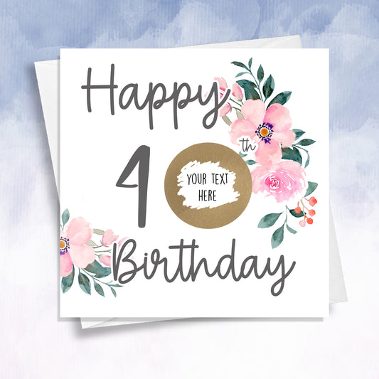 Floral 40th Birthday Scratch off Card - 2f75e5-2