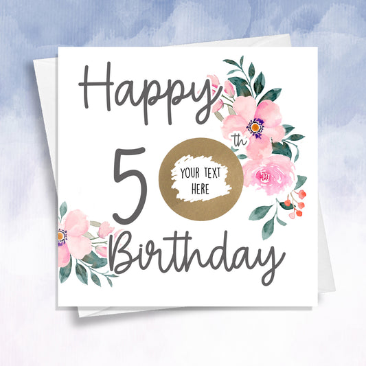 Floral 50th Birthday Scratch off Card - 2f75e5-2