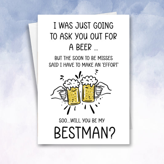 Just going to ask you out for a beer best man Proposal greeting card - 2f75e5-2