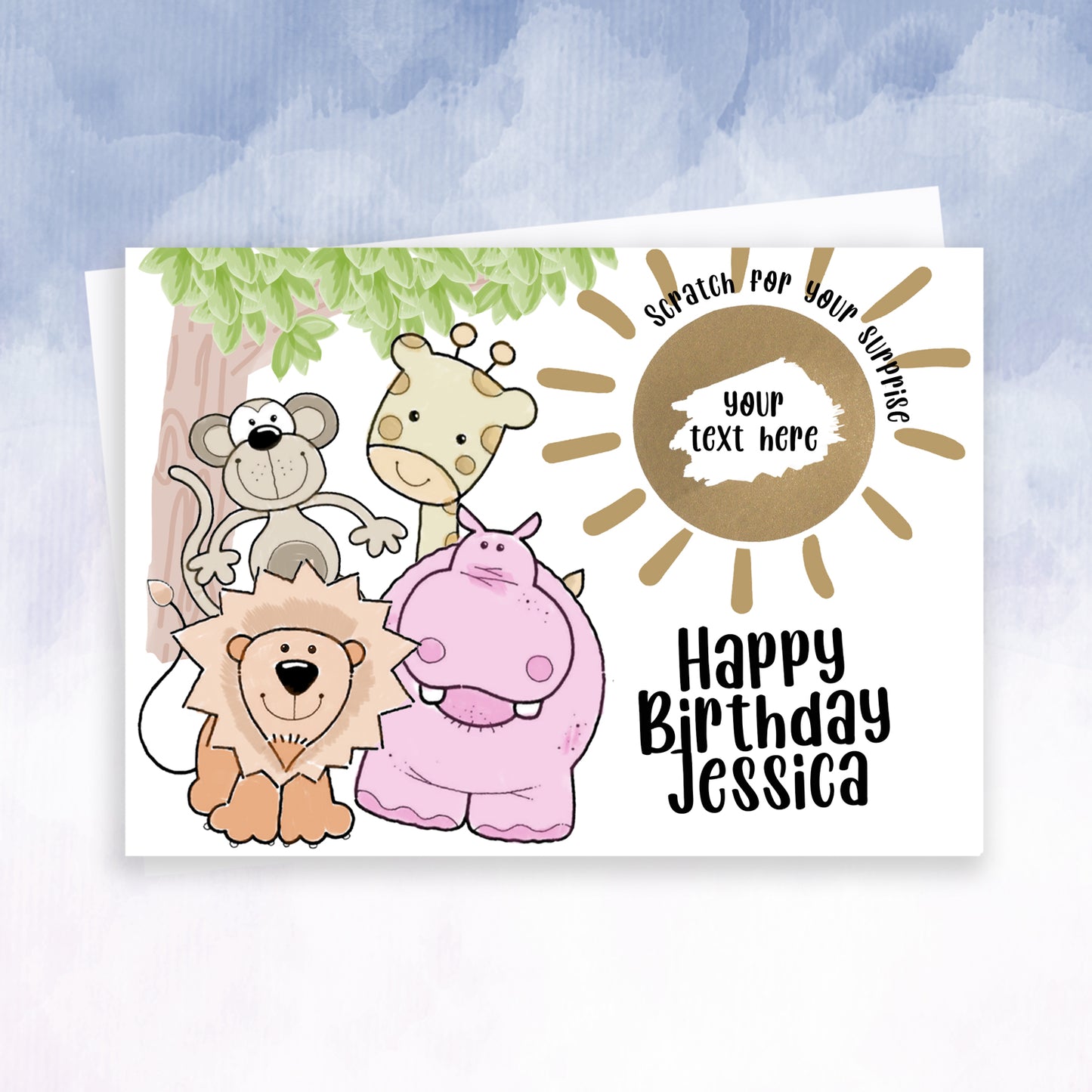 Kids Birthday Personalised Scratch off Card Zoo experience - 2f75e5-2