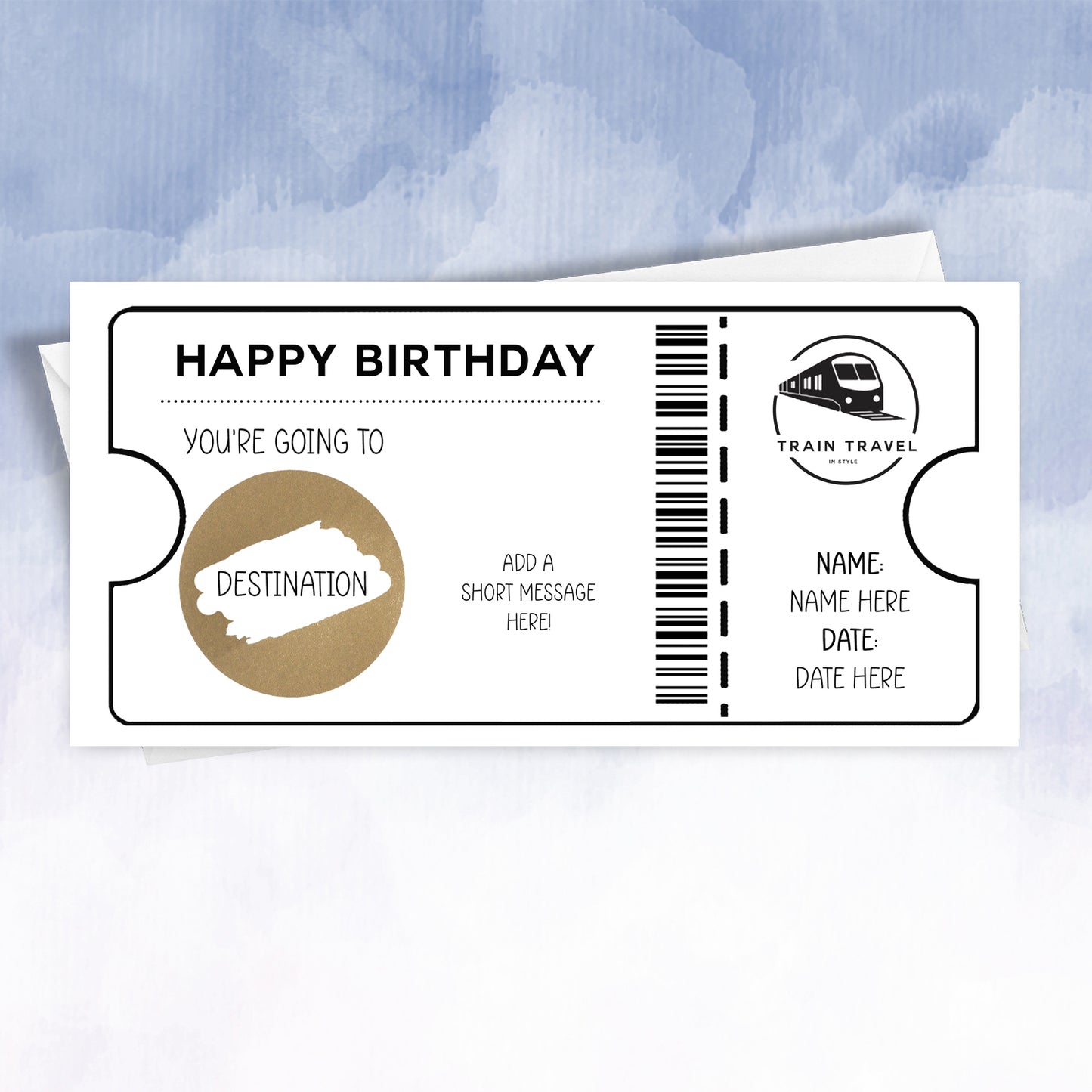 Personalised Birthday Faux Train Ticket Surprise Scratch Card - 2f75e5-2