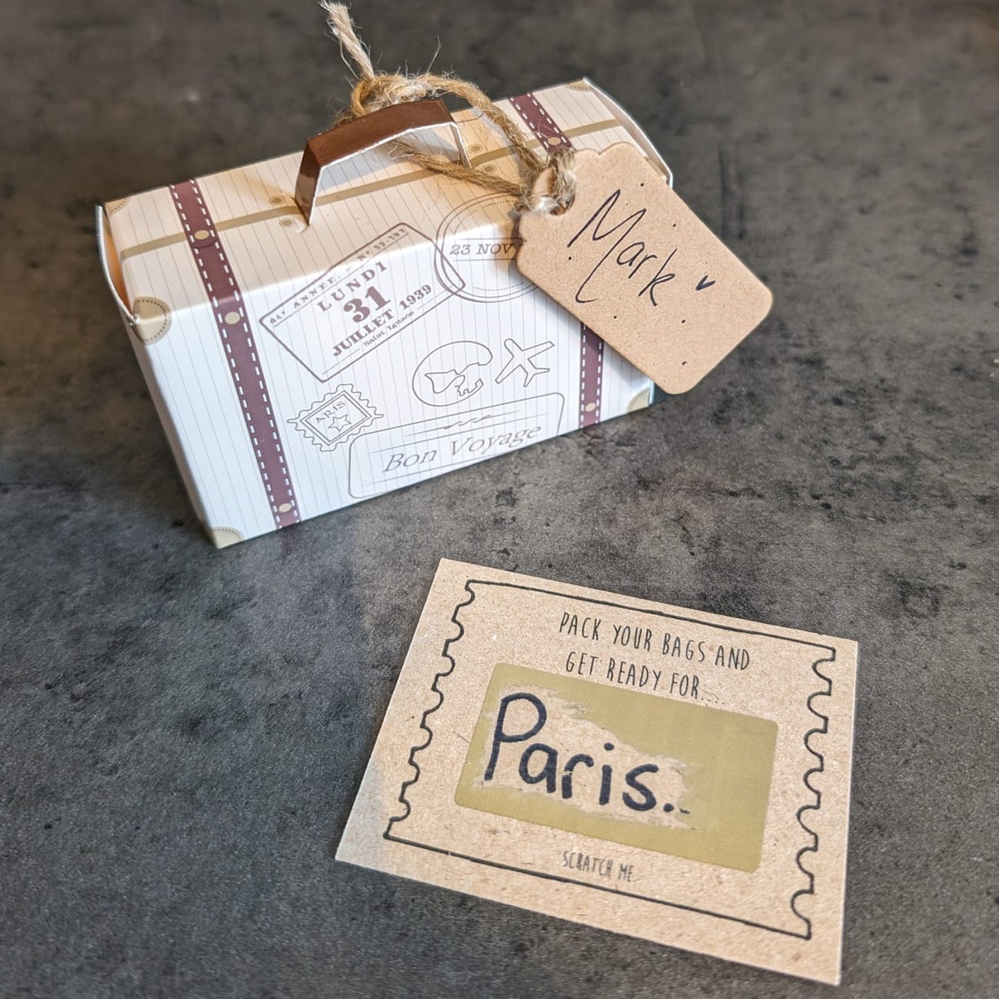 DIY Surprise Mini Suitcase Scratch and Reveal Travel Ticket