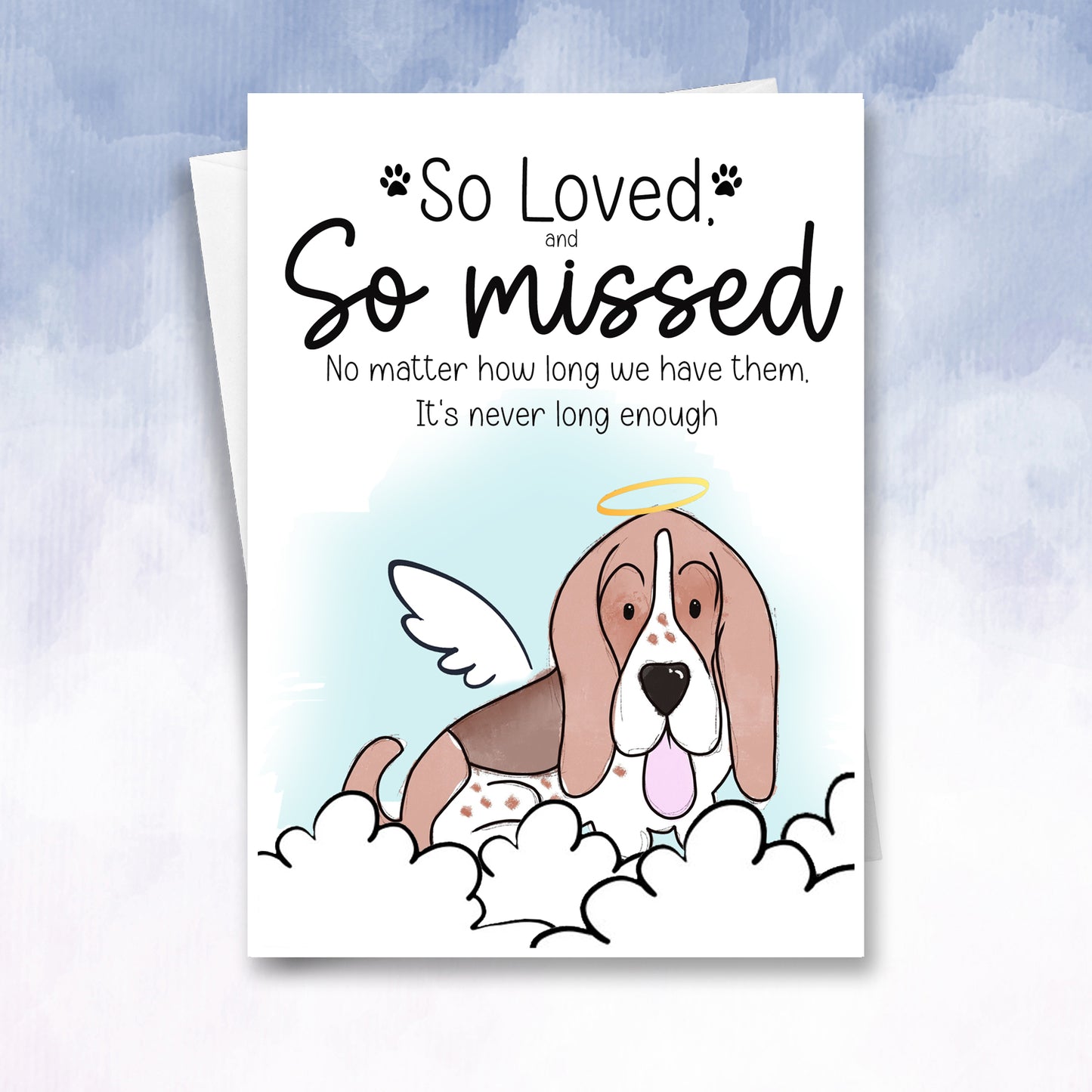 Personalised Dog Sympathy Card - Beagle Dog Loss of Your Dog, Pet berevement card