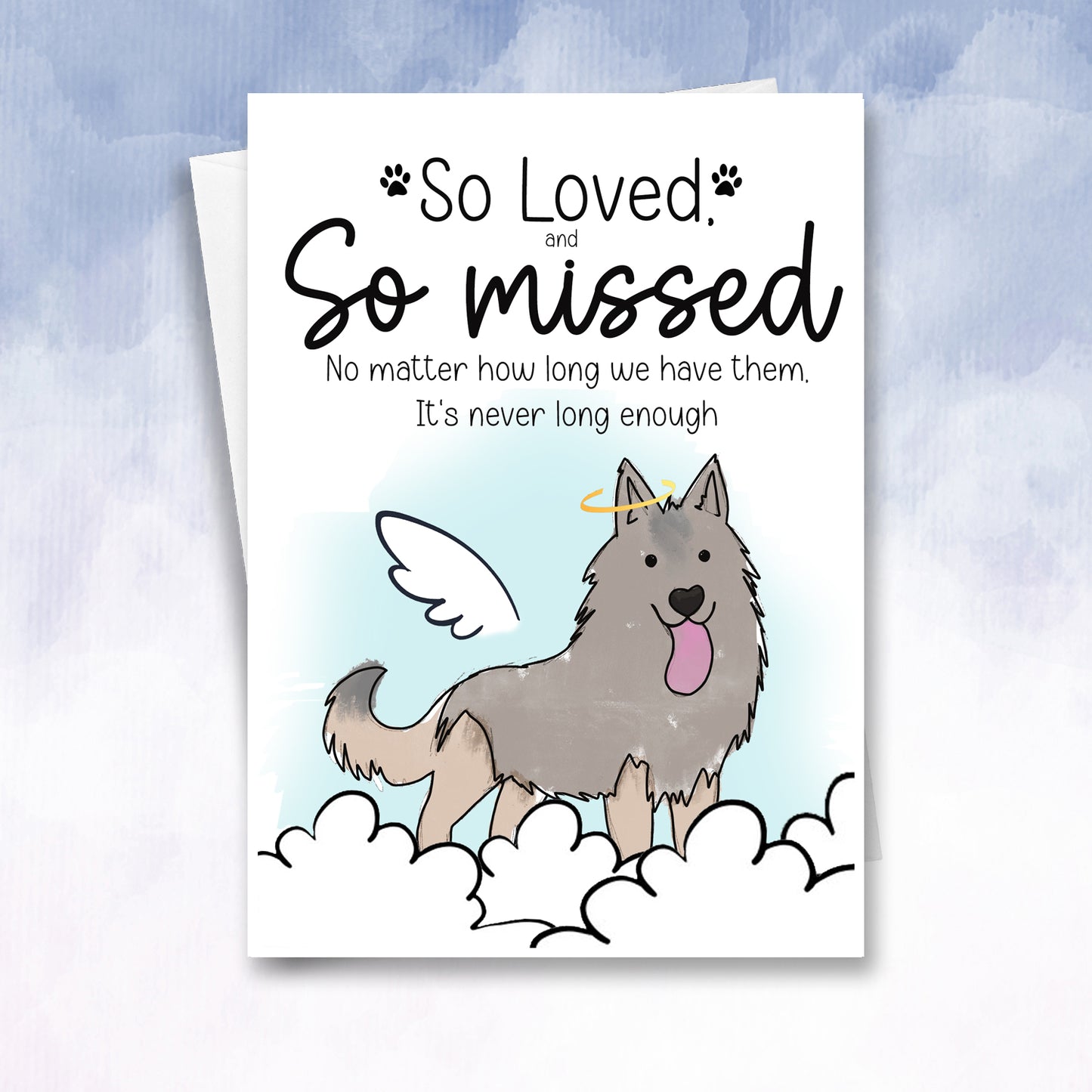 Personalised Dog Sympathy Card - alsatian Dog Loss of Your Dog, Pet berevement card sympathy card
