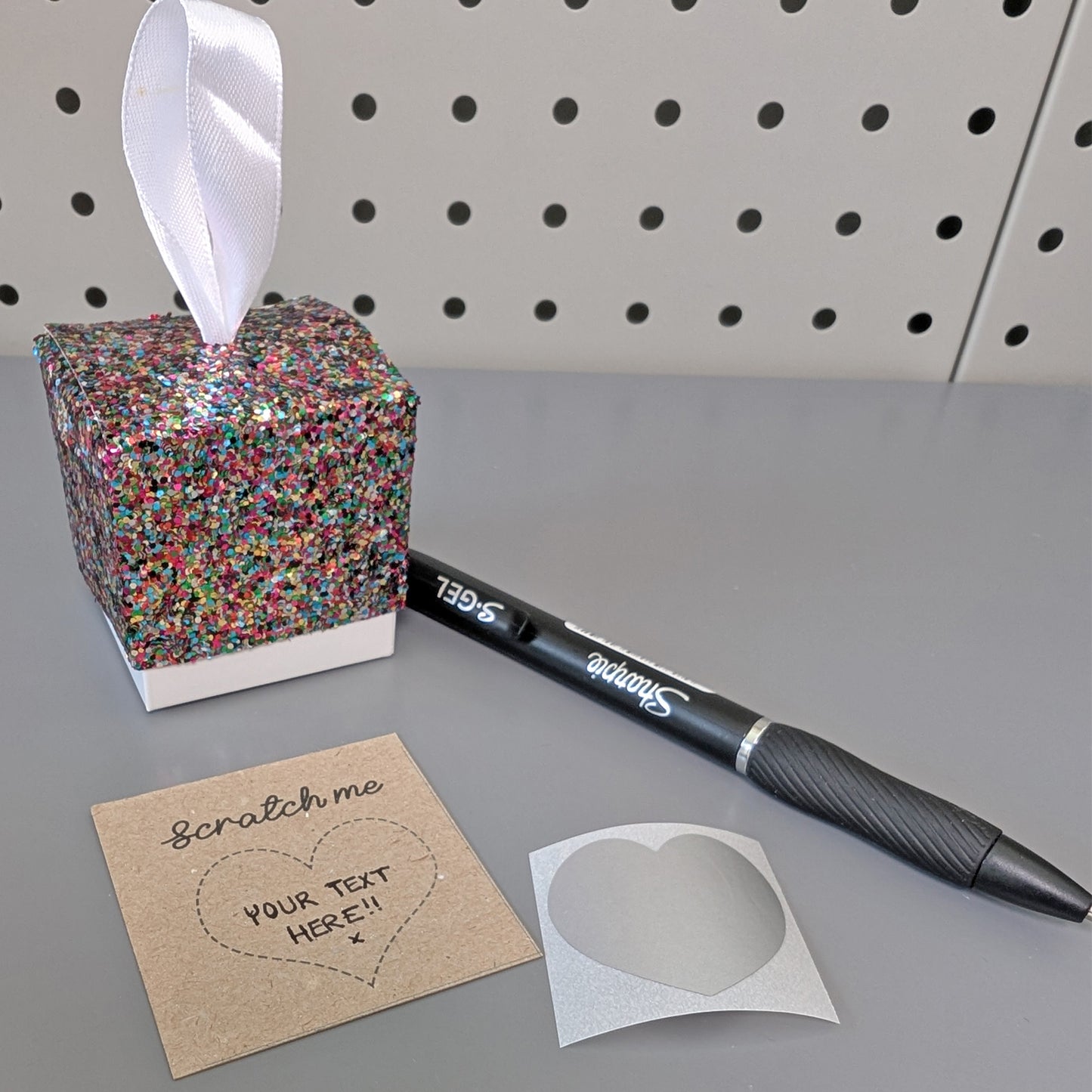 Scratch Off Surprise glitter box - birthday card, anniversary surprise, holiday reveal - bespoke gift iou card