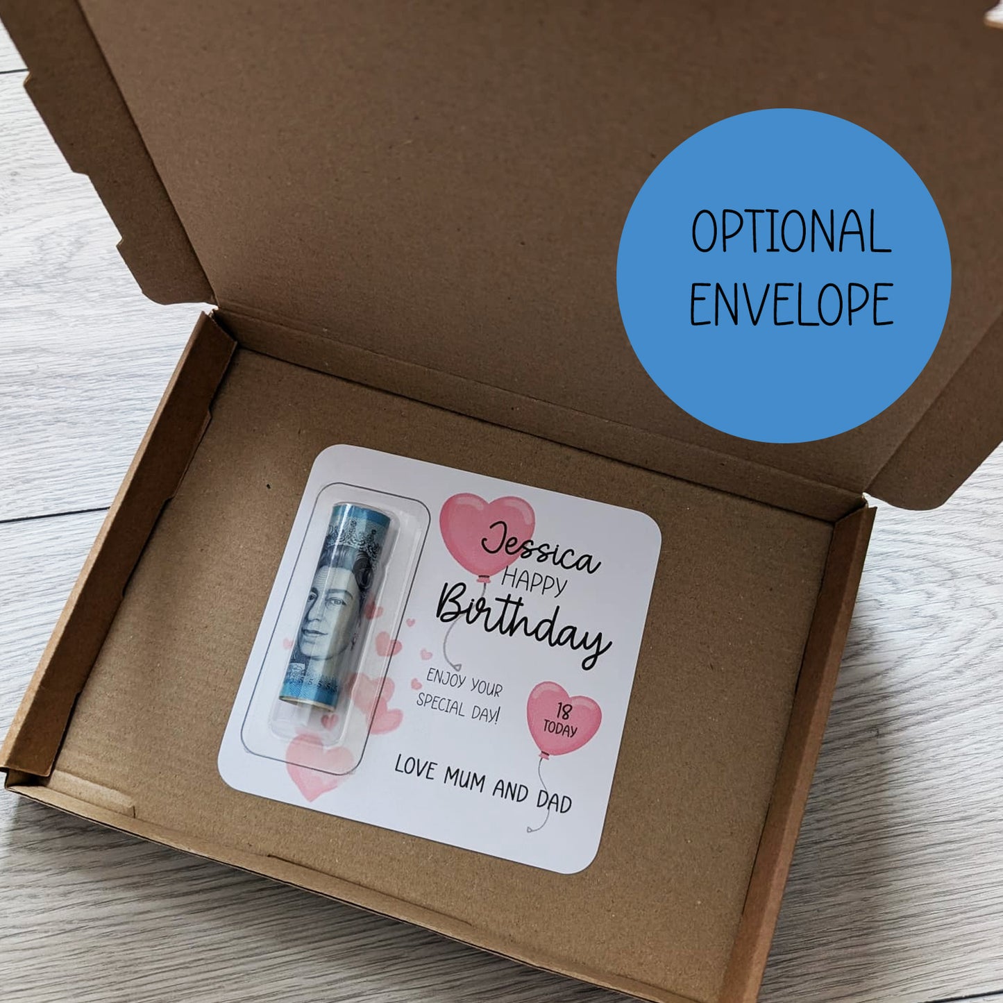 Personalised Money Gift For Birthday, 18th Birthday Gift, Money Gift Holder, 13th 16th 21st Birthday