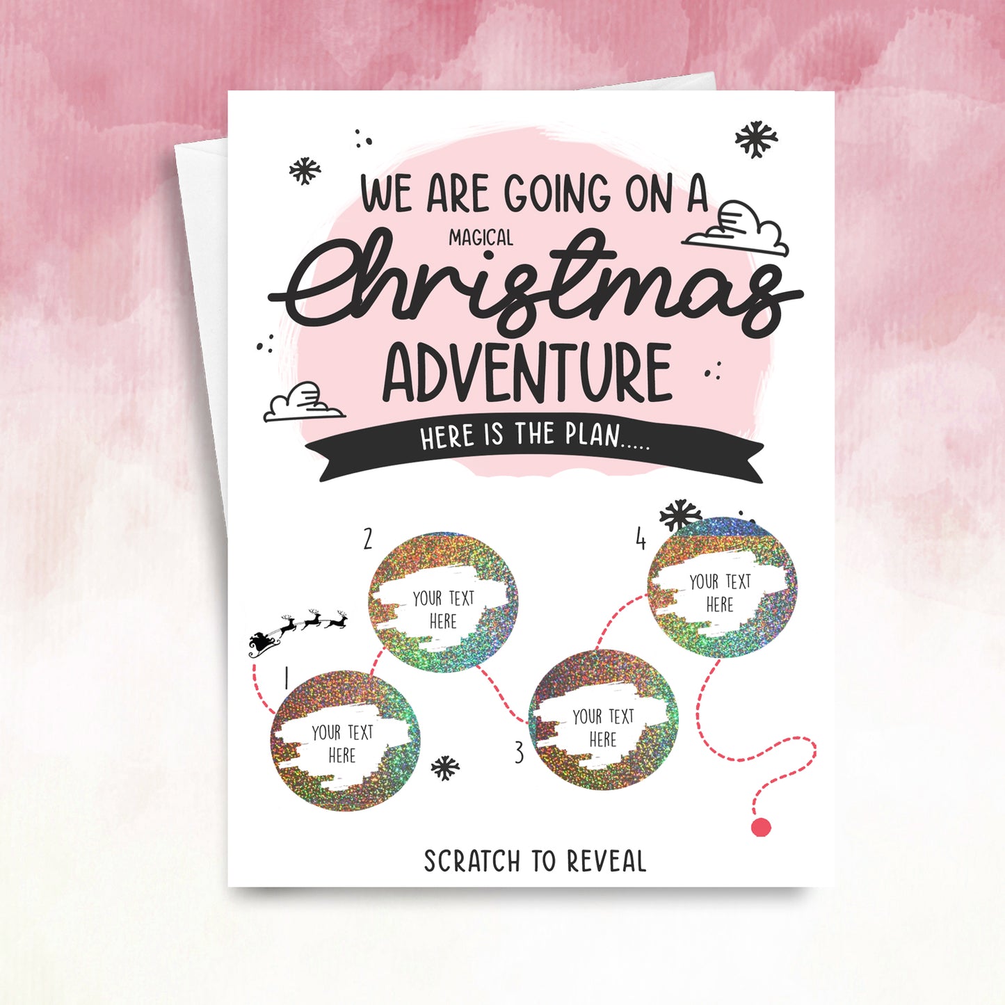 Personalised Christmas Holiday Itinerary Scratch-Off Card lapland or christmas markets
