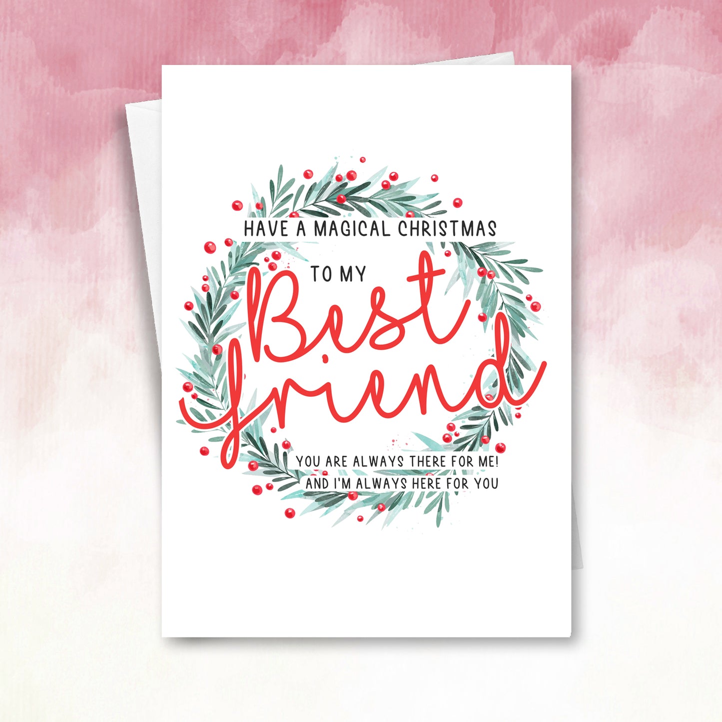 Christmas Card for Best Friend Cute BFF Holiday Card