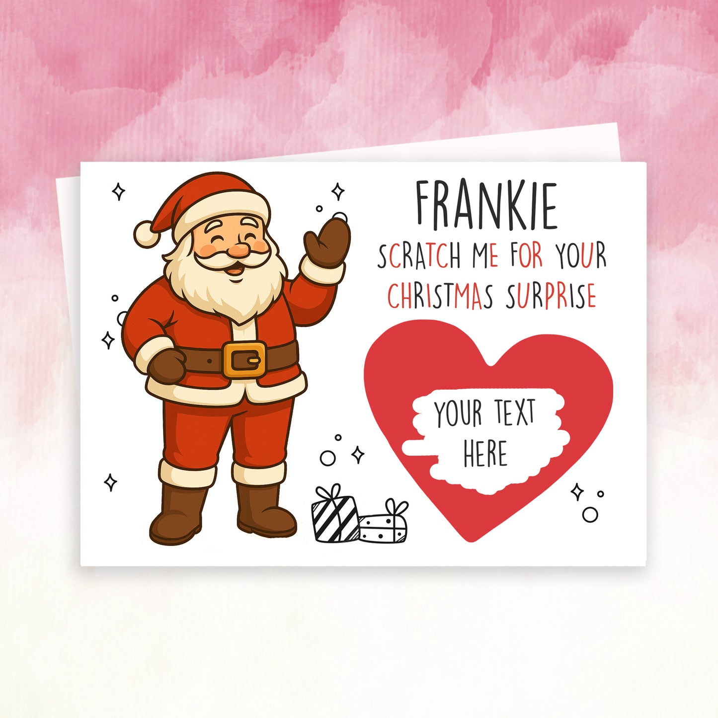 Personalised Santa Scratch-Off Card – Fun Christmas Reveal Gift Idea for Kids from Parents or Grandparents – Festive Family Surprise