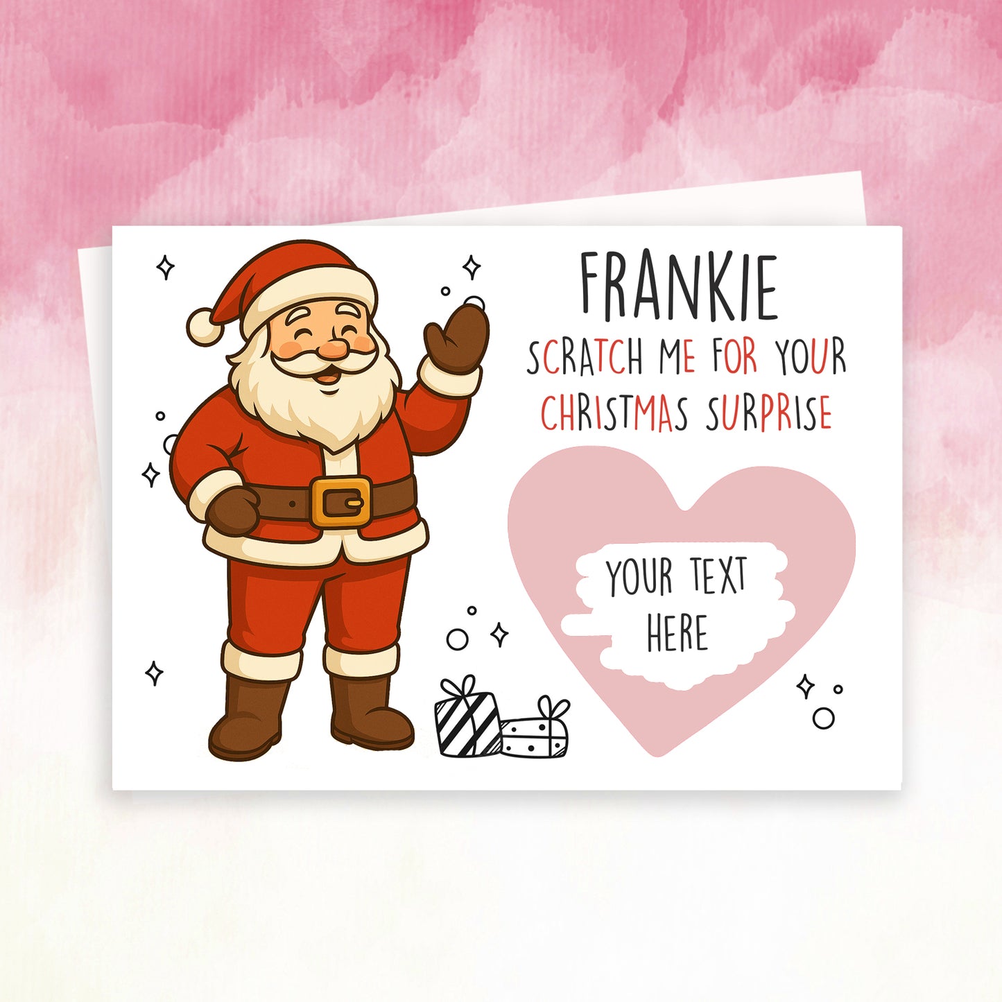 Personalised Santa Scratch-Off Card – Fun Christmas Reveal Gift Idea for Kids from Parents or Grandparents – Festive Family Surprise