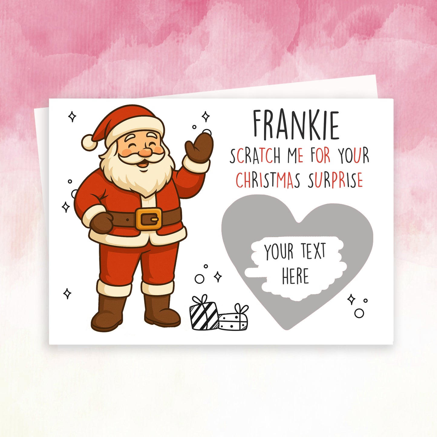 Personalised Santa Scratch-Off Card – Fun Christmas Reveal Gift Idea for Kids from Parents or Grandparents – Festive Family Surprise