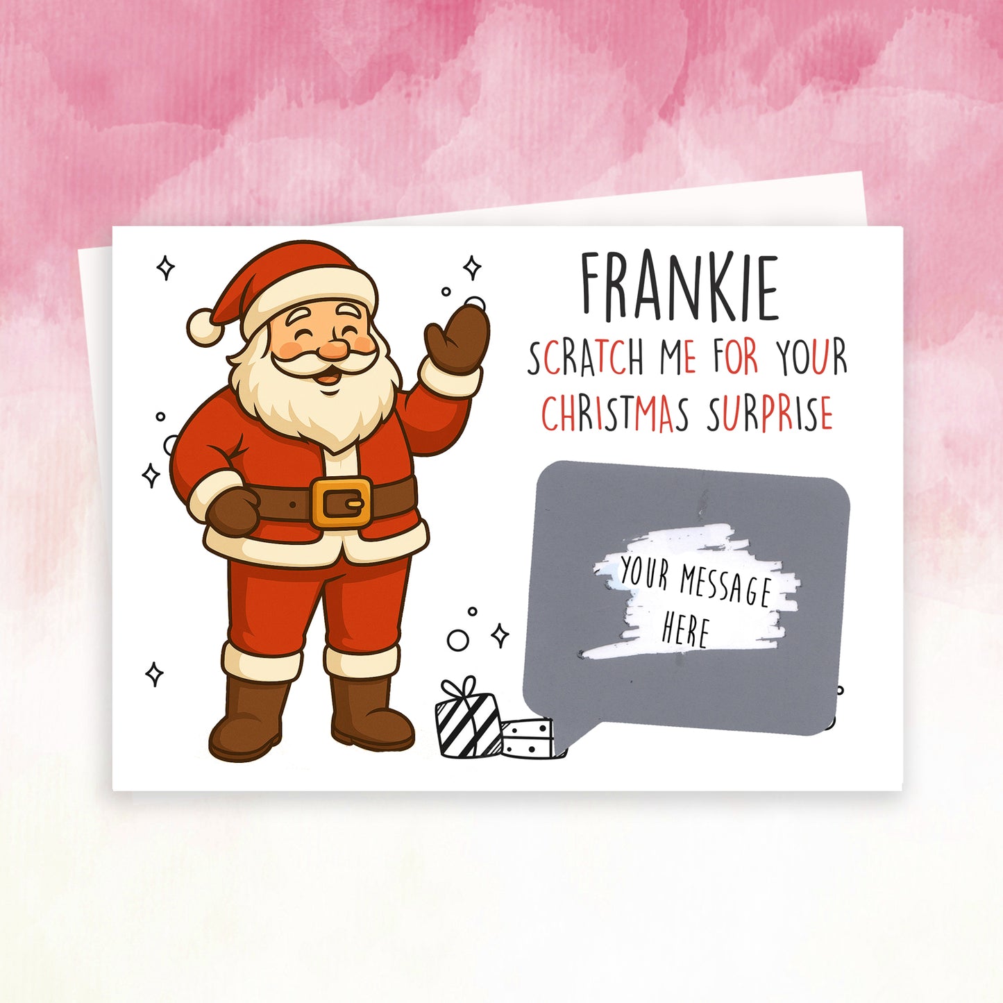 Personalised Santa Scratch-Off Card – Fun Christmas Reveal Gift Idea for Kids from Parents or Grandparents – Festive Family Surprise