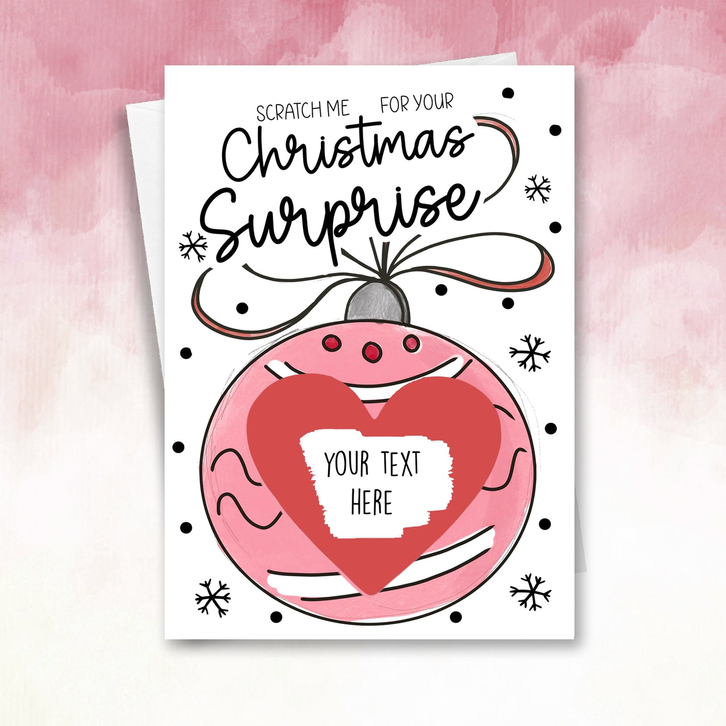 Personalised Christmas Red Bauble Scratch Off Card