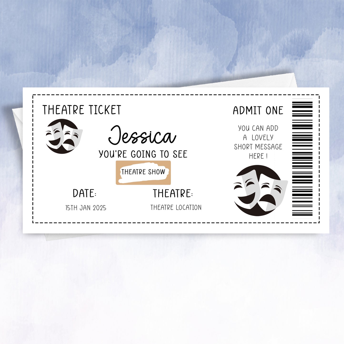 Personalised Scratch Off Theatre or Comedy Show Ticket