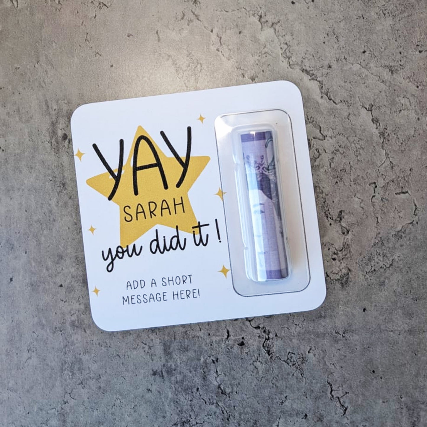 Yay you Did it well done money wallet card Personalised gift