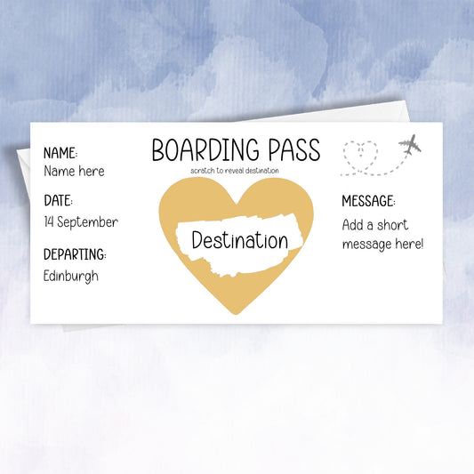 Personalised Scratch Off Plane Boarding Pass