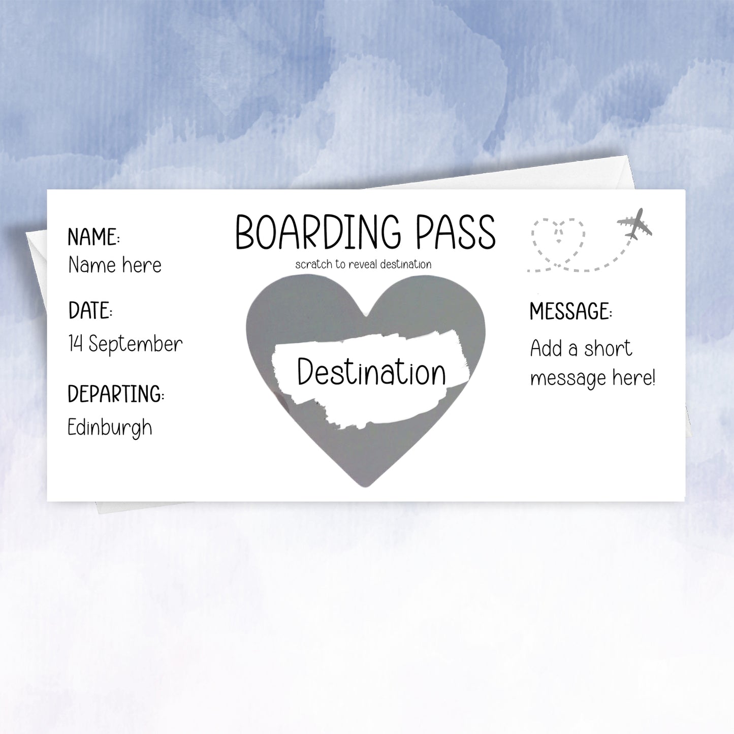 Personalised Scratch Off Plane Boarding Pass