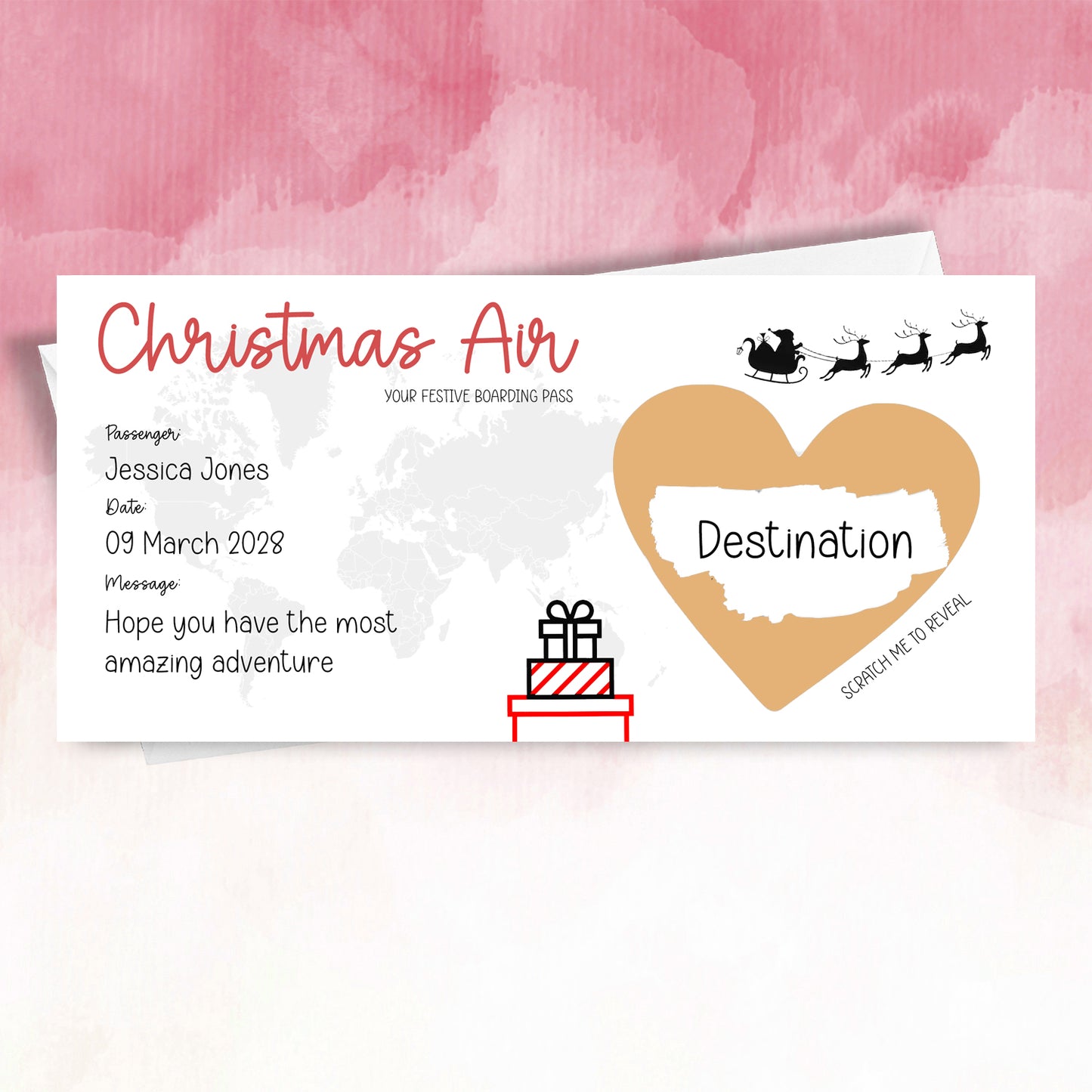 Personalised Christmas Boarding Pass Surprise scratch off