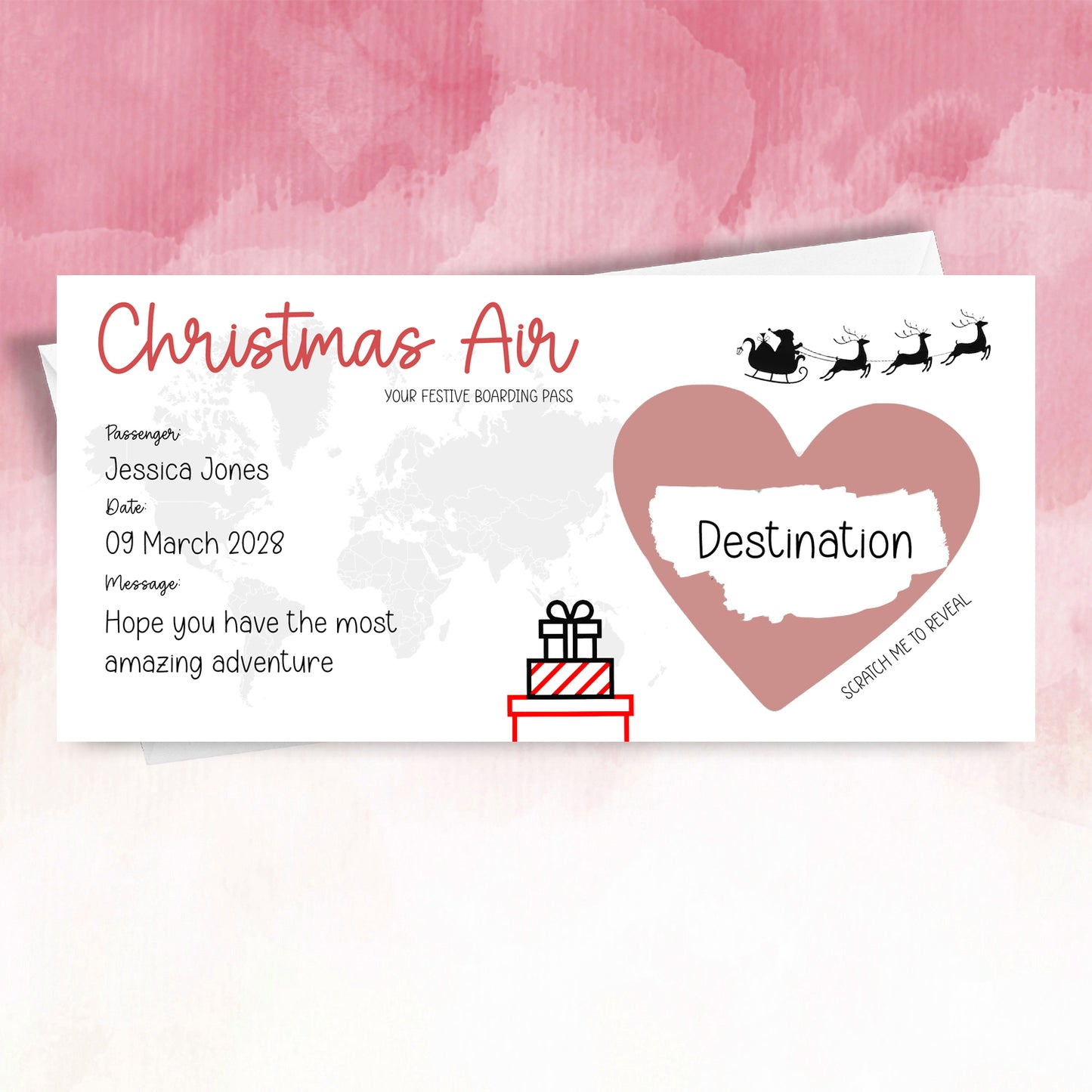 Personalised Christmas Boarding Pass Surprise scratch off