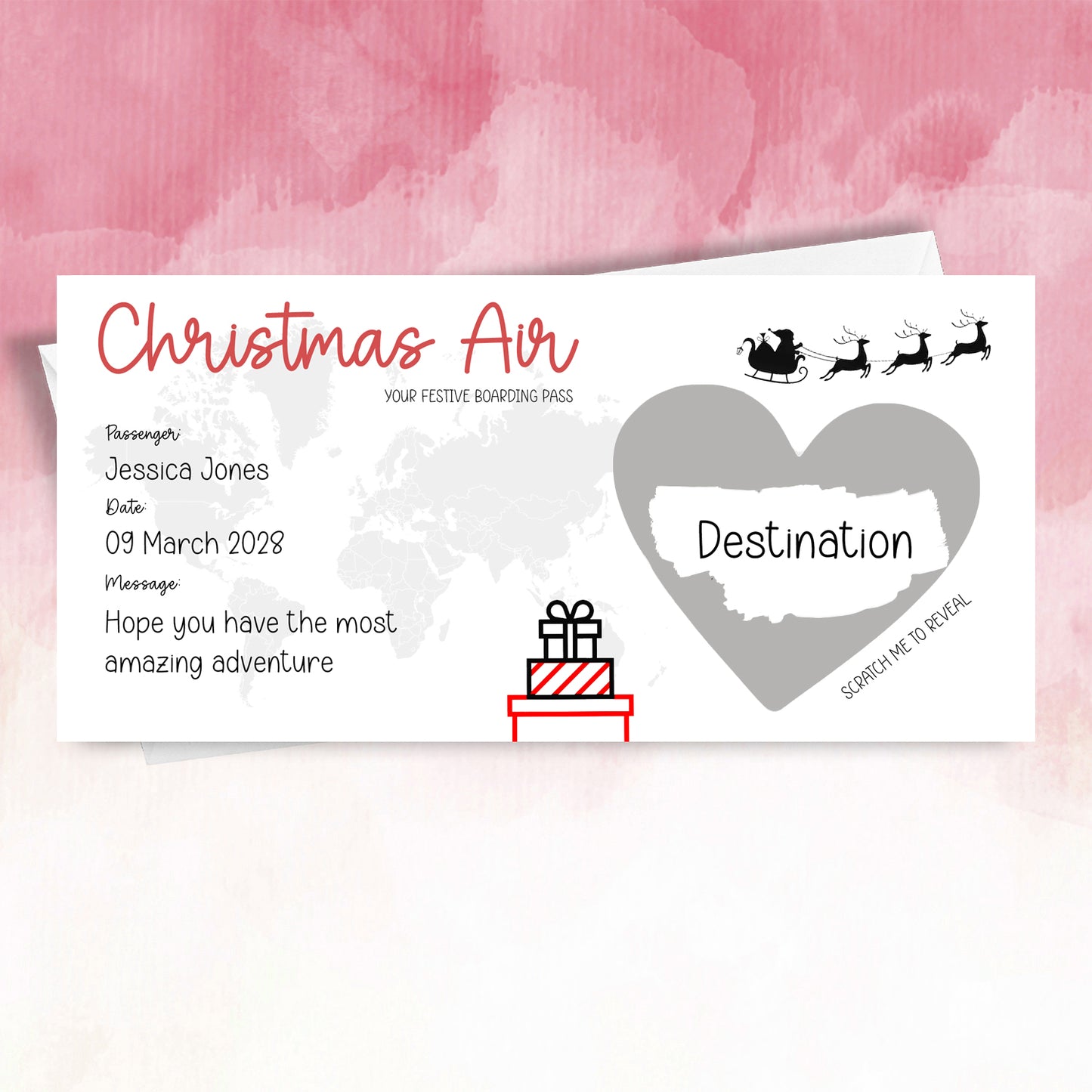 Personalised Christmas Boarding Pass Surprise scratch off