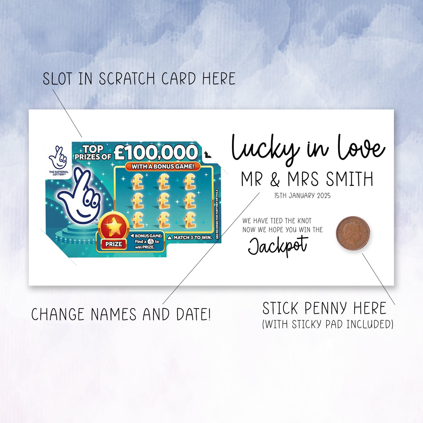 Scratch Card Holder. Lottery Ticket Wallet. Wedding Favour. Personalised Favour. Wedding Gift squidgemakes