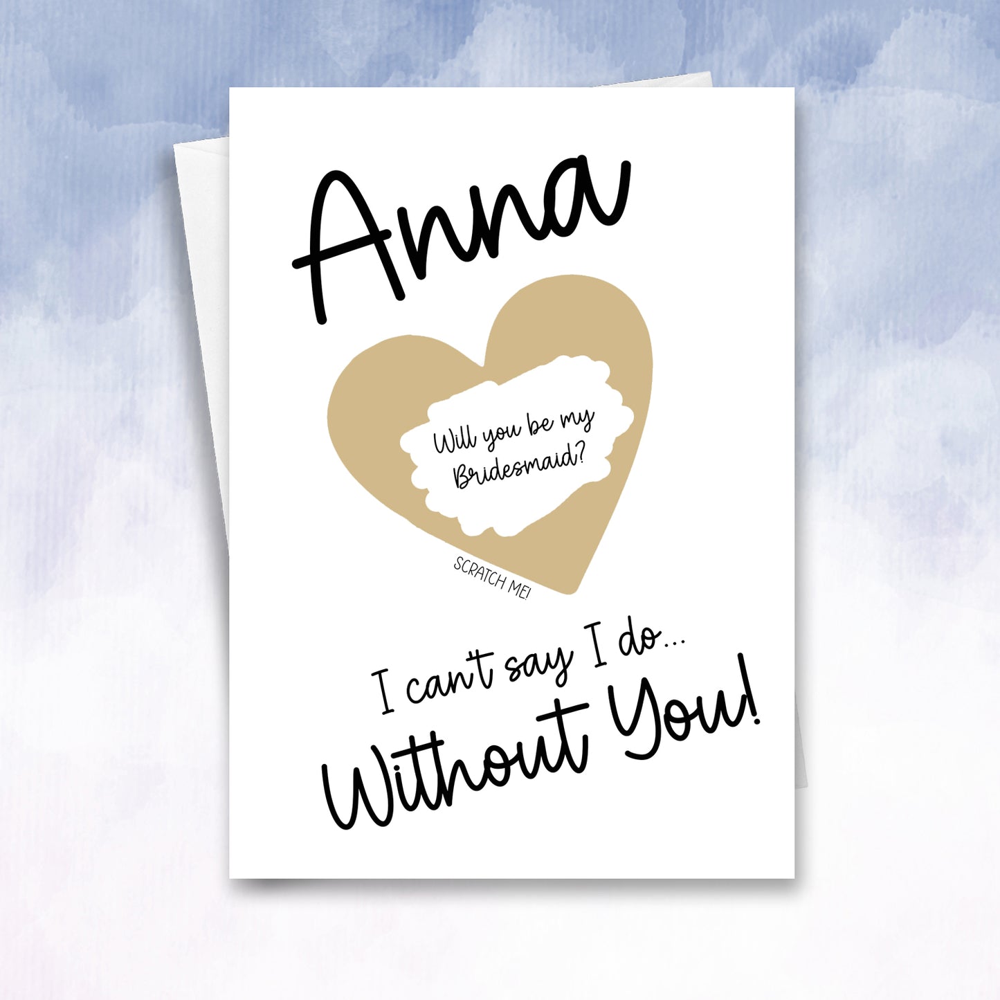 Be my Maid of honour or Bridesmaid Proposal Personalised Scratch Card