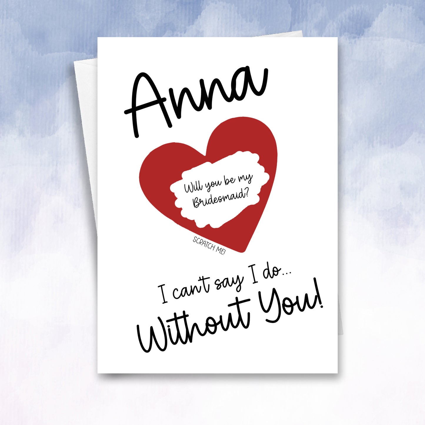 Be my Maid of honour or Bridesmaid Proposal Personalised Scratch Card