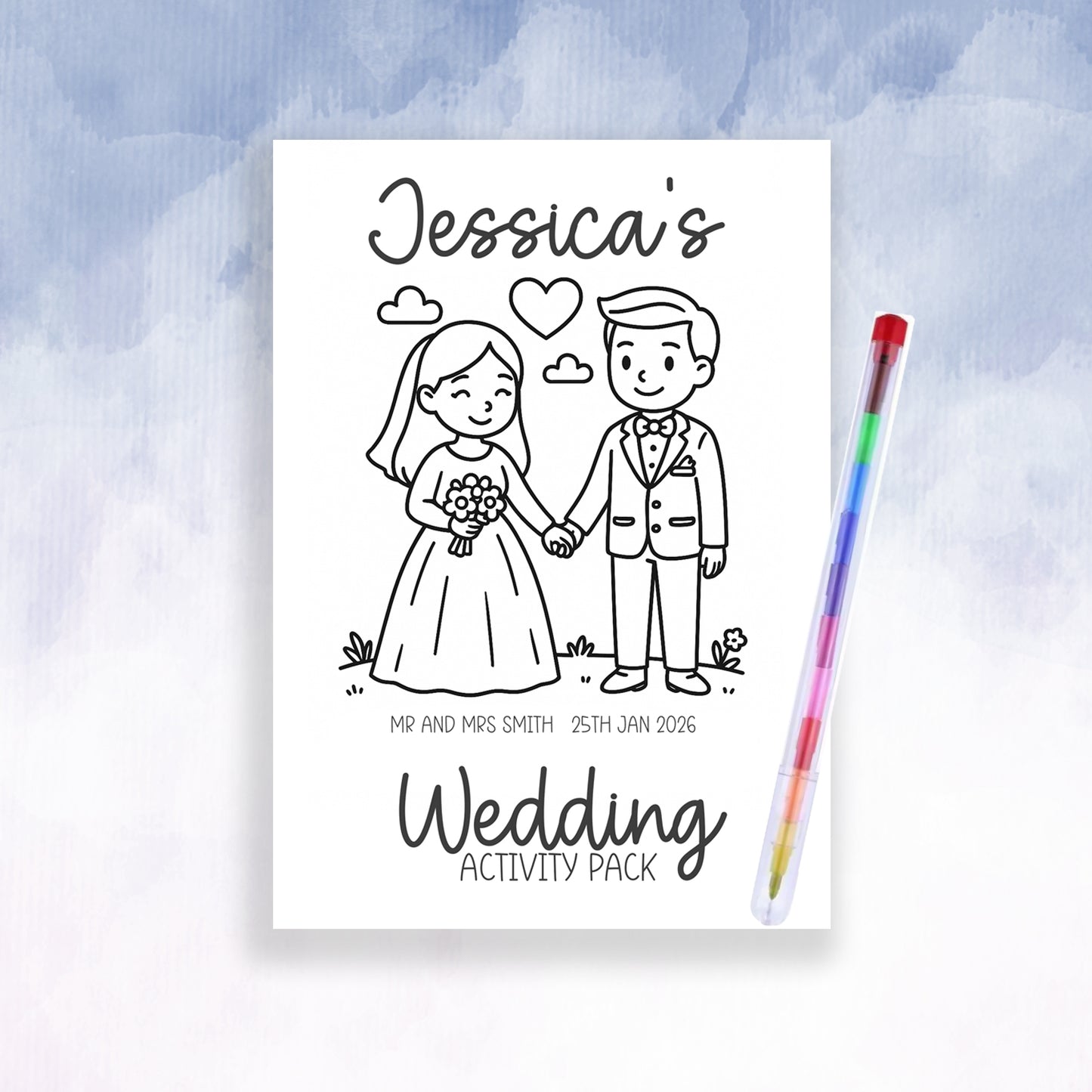 Personalised Kids Wedding Activity Pack Book, Table Favour, A5 Size