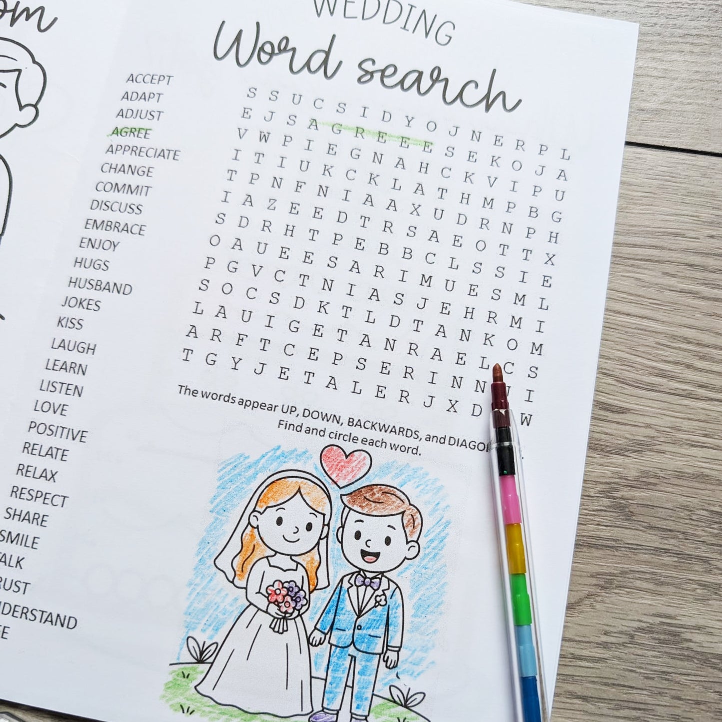 Personalised Kids Wedding Activity Pack Book, Table Favour, A5 Size