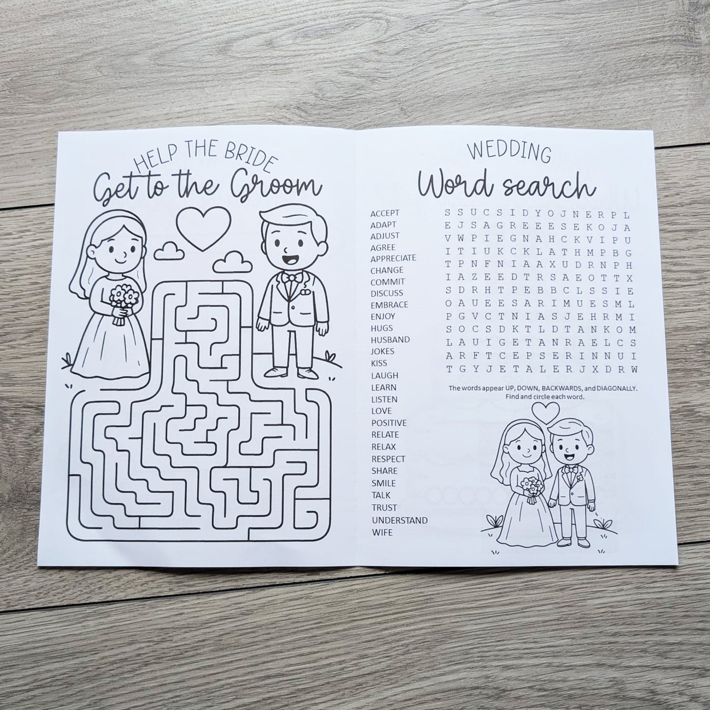 Personalised Kids Wedding Activity Pack Book, Table Favour, A5 Size