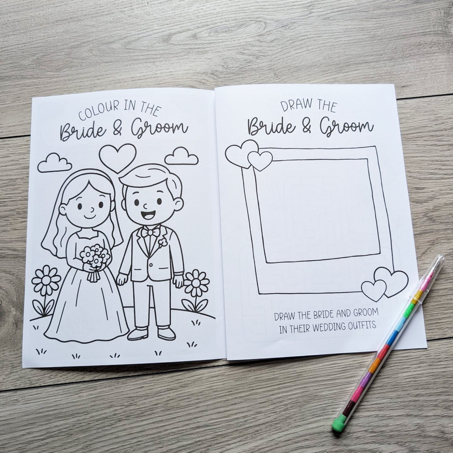 Personalised Kids Wedding Activity Pack Book, Table Favour, A5 Size