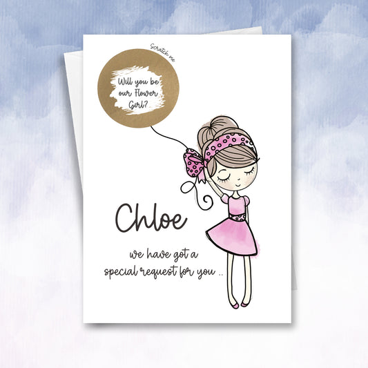 Personalised flower girl scratch off reveal card, Will you be my flowergirl