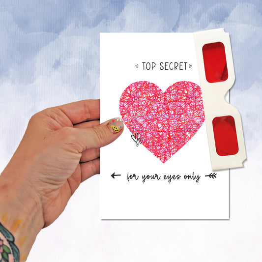 Surprise message reveal glasses card Love heart
