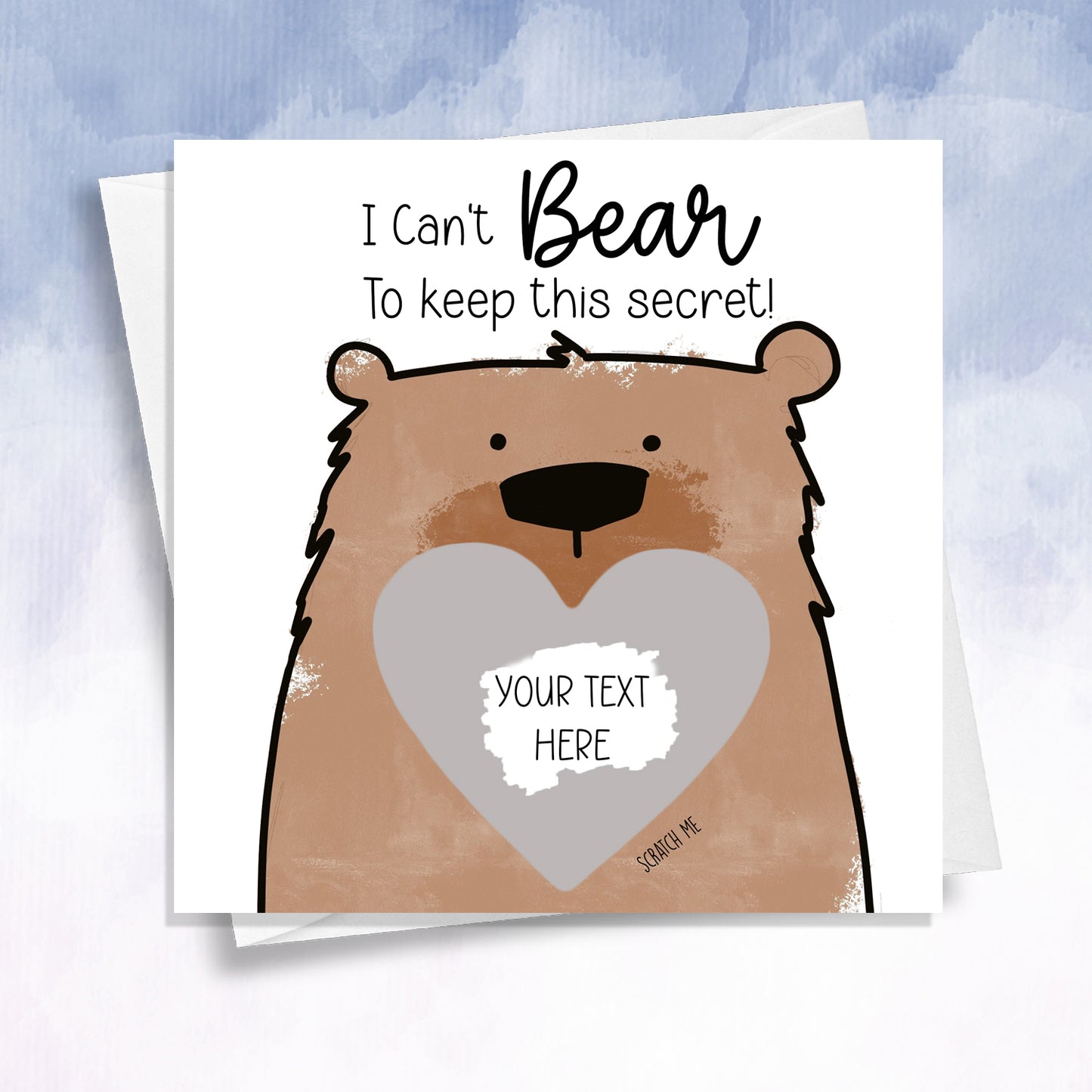 I can't Bear to keep this secret Personalised card Brother or Sister Reveal