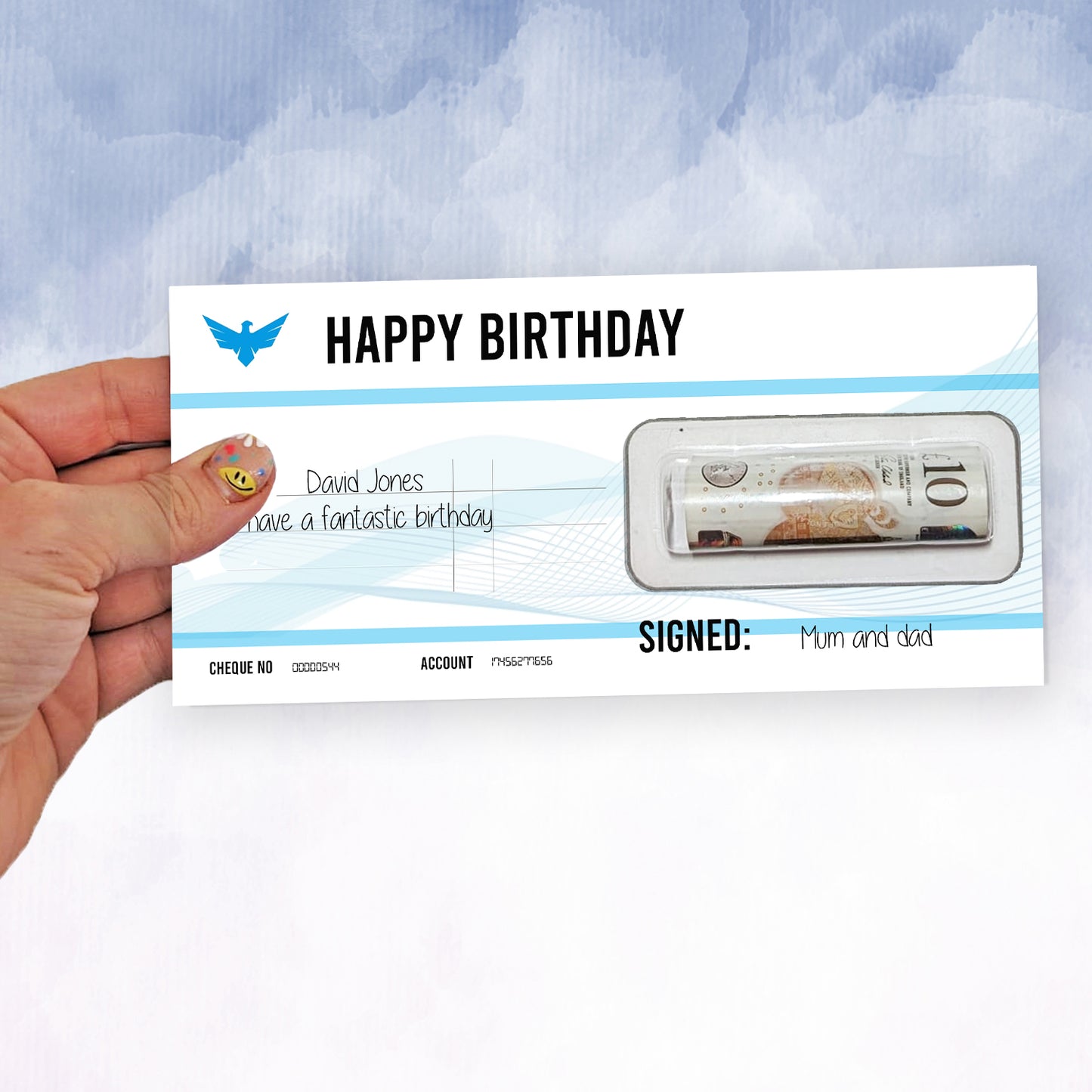 Personalised Cheque birthday Money holder Gift