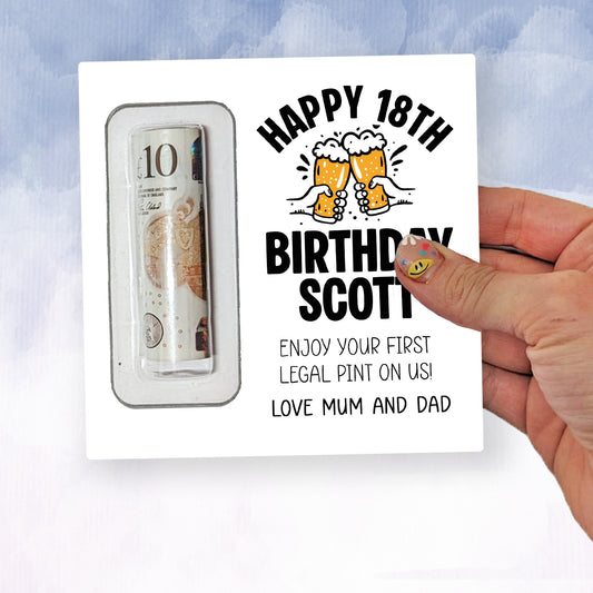 Personalised 18th Birthday Money Wallet Card | Fun Gift for Men | Beer Surprise