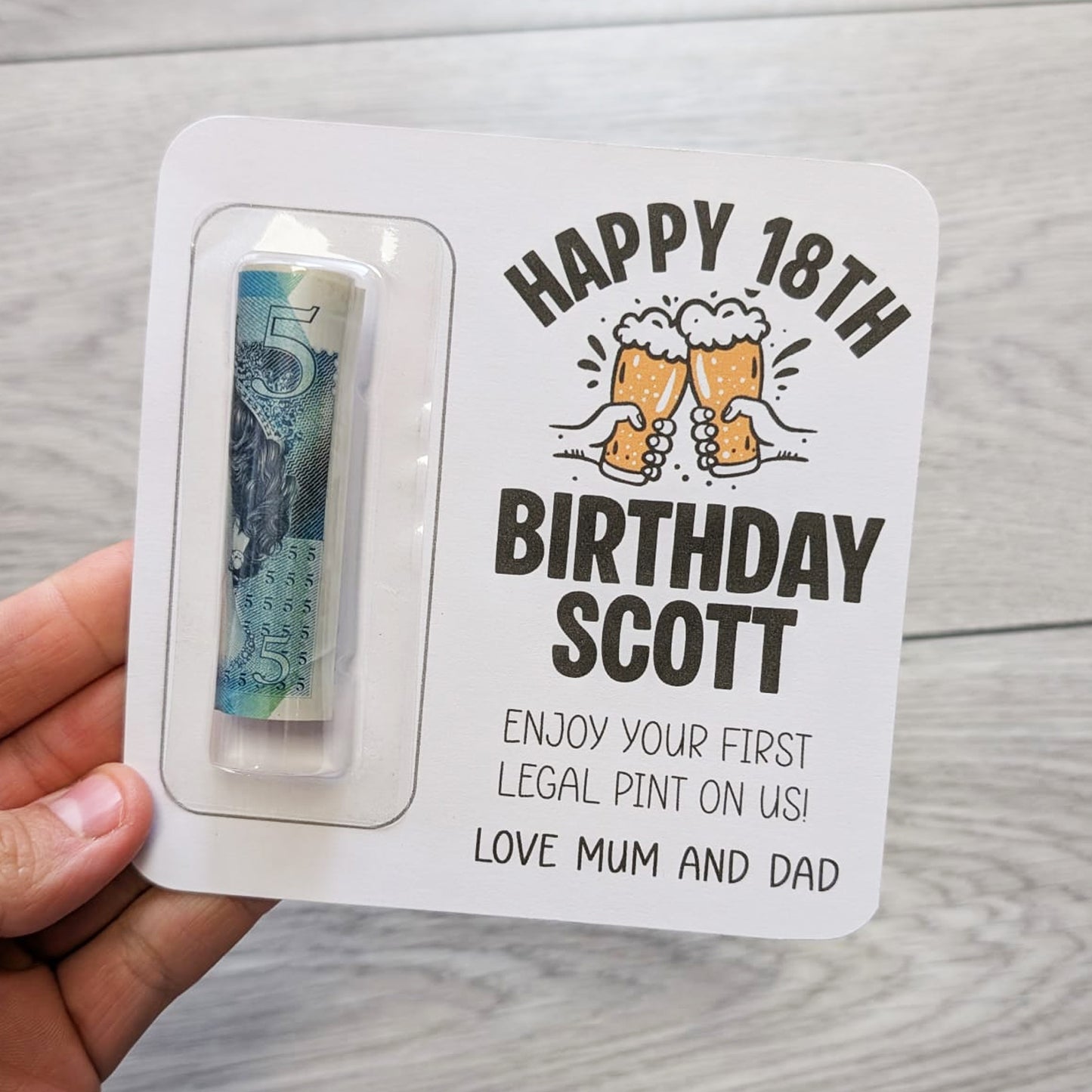 Personalised 18th Birthday Money Wallet Card | Fun Gift for Men | Beer Surprise