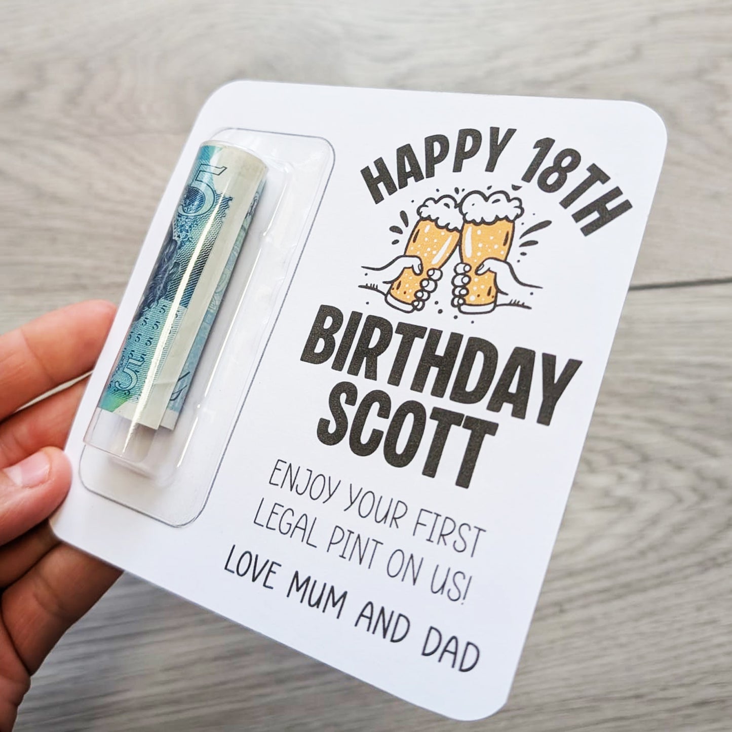 Personalised 18th Birthday Money Wallet Card | Fun Gift for Men | Beer Surprise