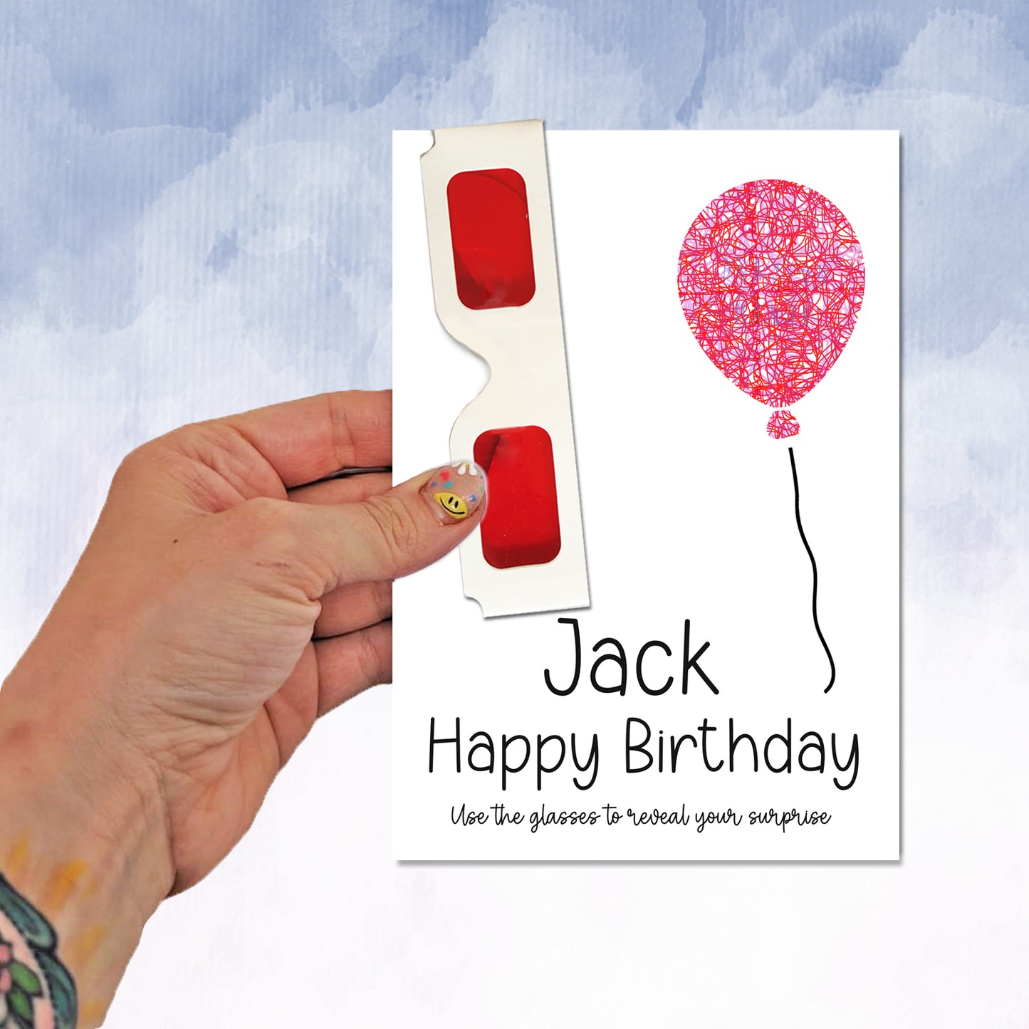 Birthday Reveal Personalised Glasses surprise Message Card - 2f75e5-2