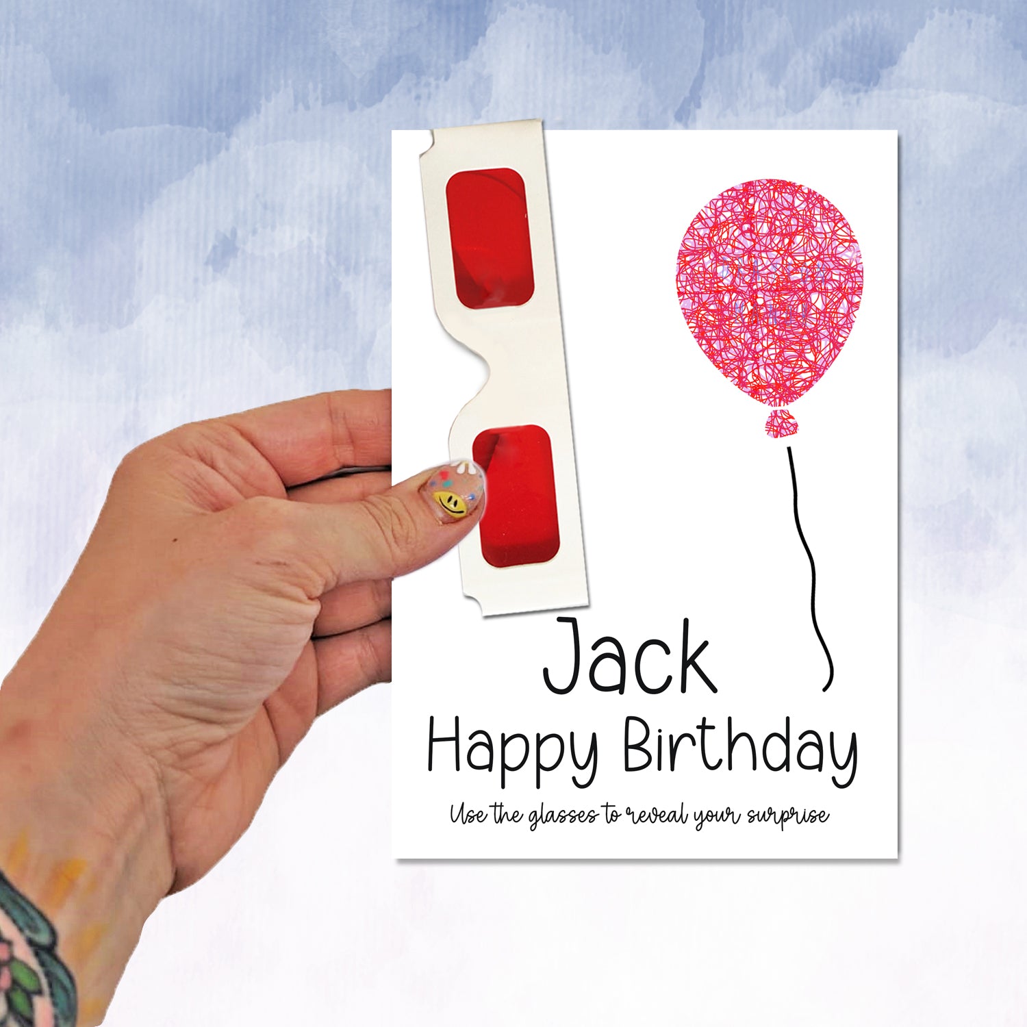Birthday Reveal Personalised Glasses surprise Message Card - 2f75e5-2