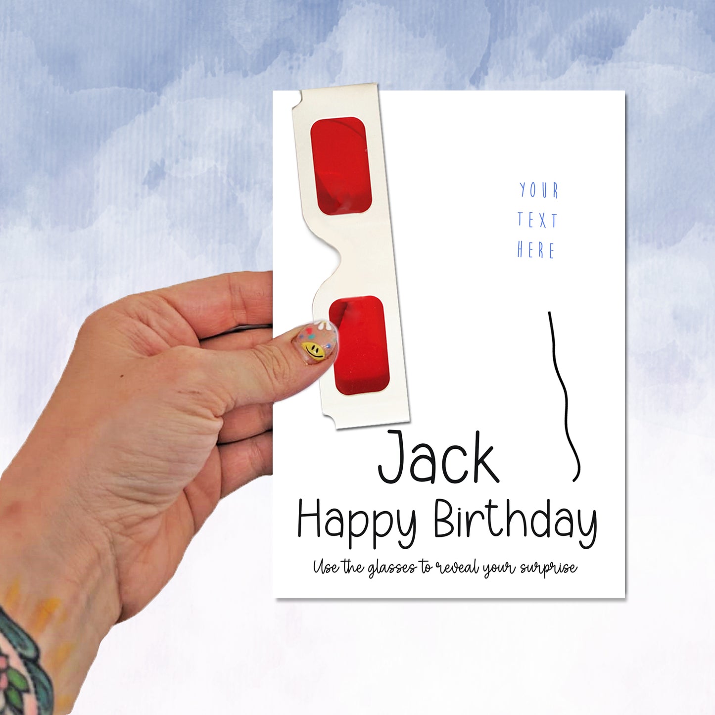 Birthday Reveal Personalised Glasses surprise Message Card - 2f75e5-2