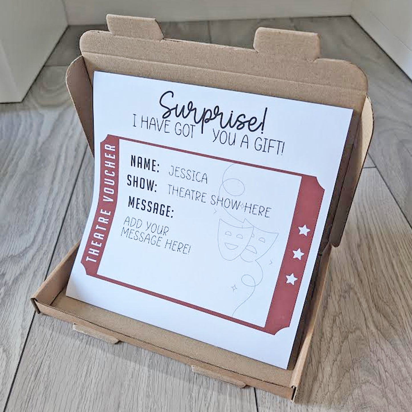 Personalised Surprise Theatre reveal voucher