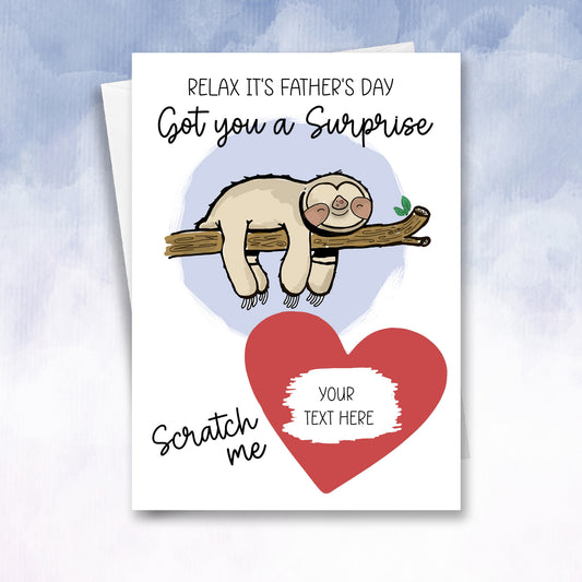 Personalised Lazy Sloth Father's day Card