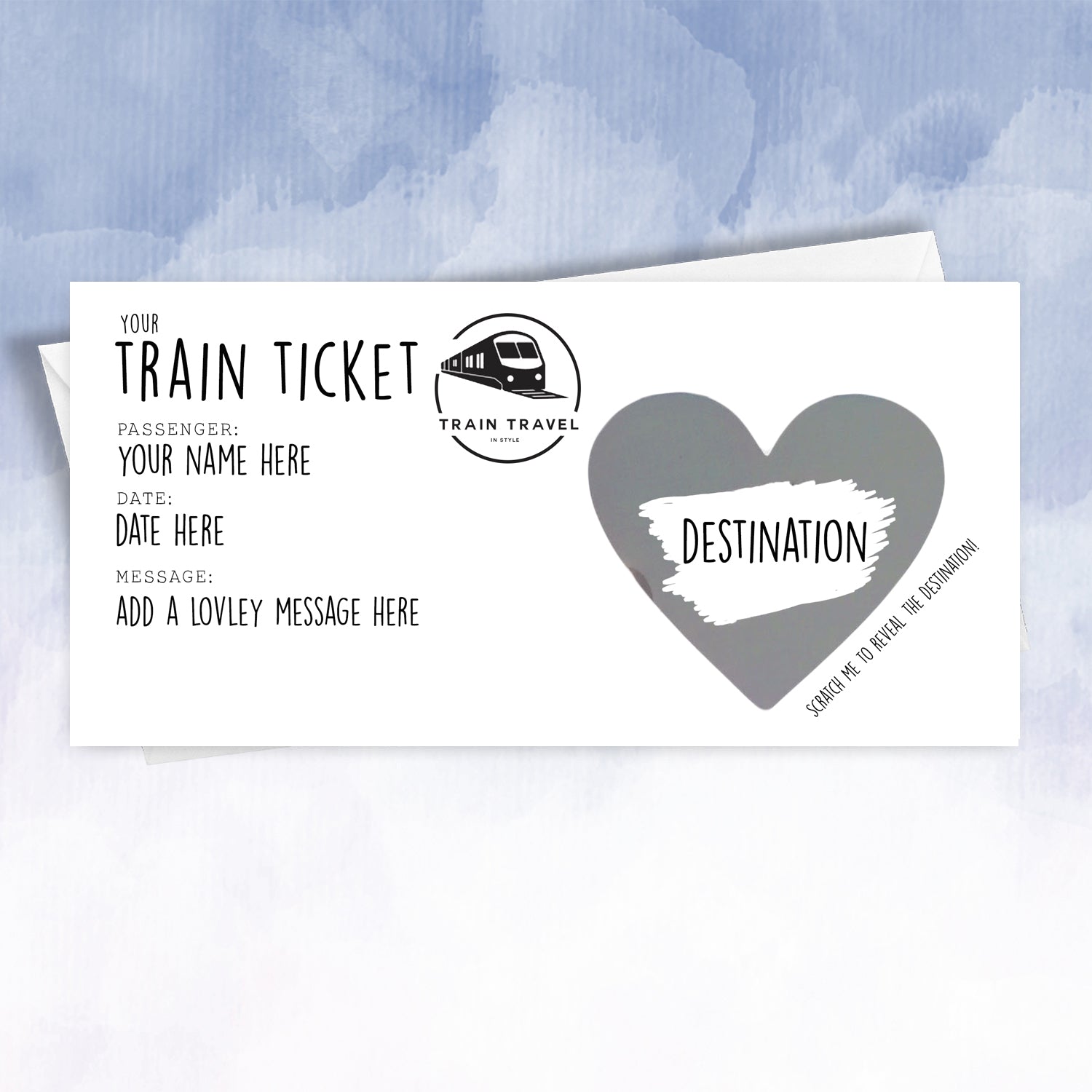 Personalised Faux Train Ticket Surprise Scratch Card - 2f75e5-2