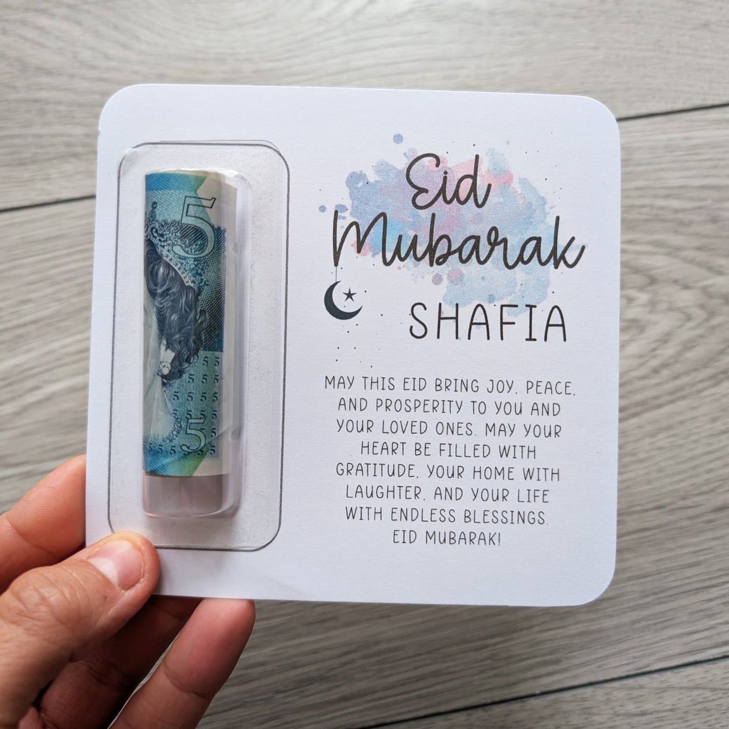 Personalised Eid Money Wallet – Eid Mubarak Gift Card & Holder for Kids or Adults